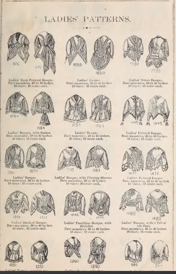 Victorian Fashion, Sewing Catalog PDF, 1870s Sewing Pattern