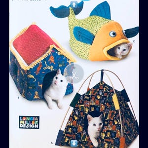 Patrón de costura Simplicity 9004 para cama de mascota, patrón para camas de gato, patrones para casas de gato, accesorios para gatos, tienda de campaña DIY para gatitos, regalos para amantes de los gatos.