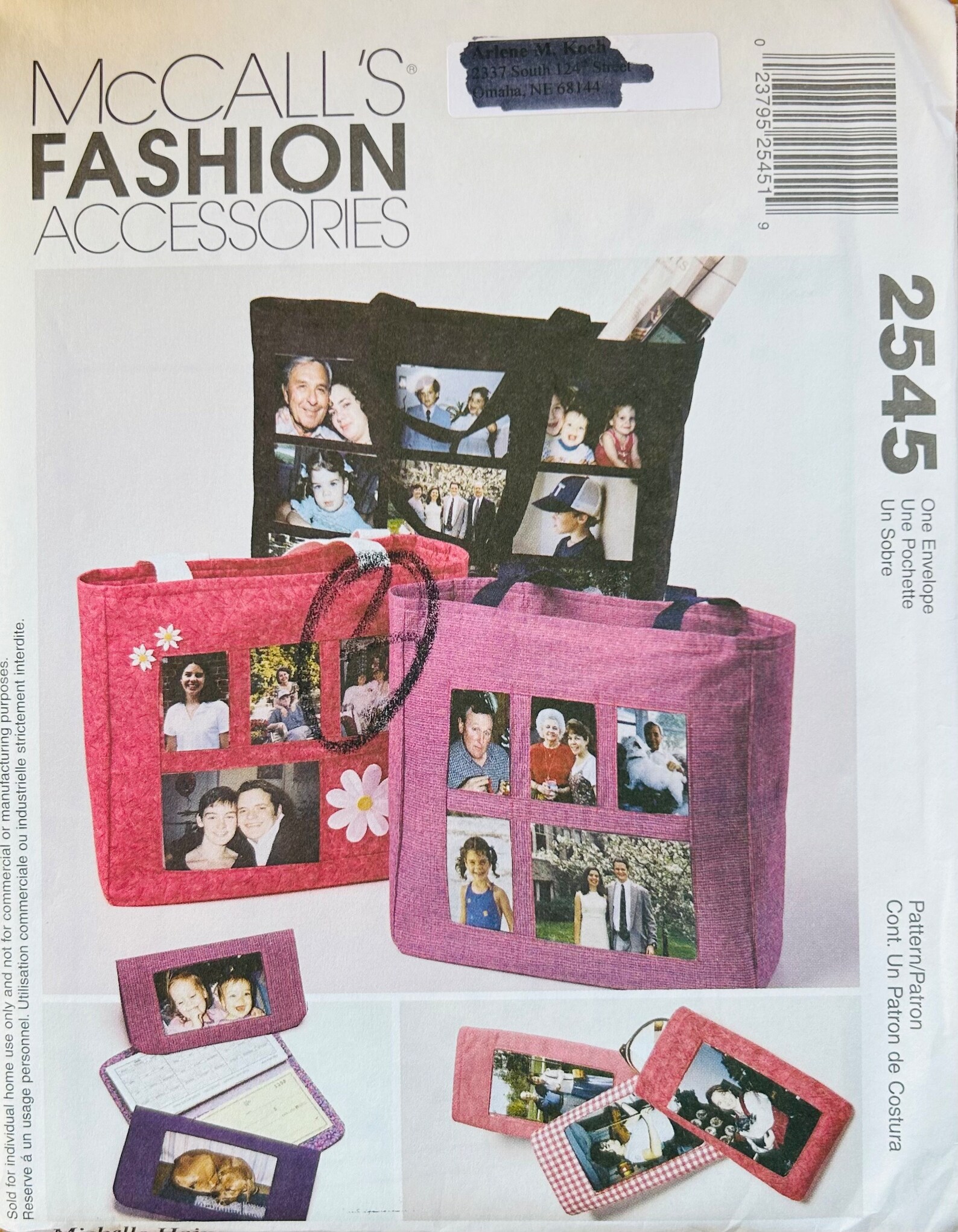 Mccalls 2545, Carryall Tote Bag Sewing Pattern, Purses Patterns ...