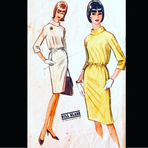 McCalls 8051 B34, Roll Collar Dress Pattern, Bill Blass Sewing Pattern, Designer Patterns, Blouson Dress Pattern, Cute Dress Pattern