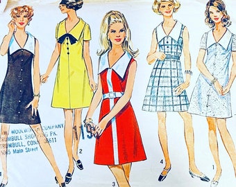 Simplicity 8193 B32, Sleeveless Dress Pattern, A Line Dress Pattern, Shift Dress Pattern, Big Collar, Mod Dress Patterns, Patterns Dresses