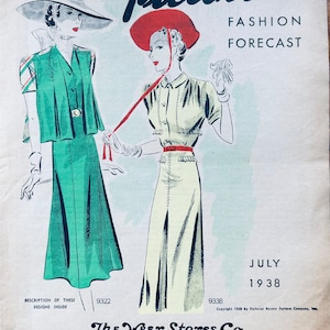 Sewing Pattern Catalog, Pictorial Review, 1930s Magazine, Vintage Fashion Magazine, Womens Magazines Vintage Advertising, July 1938