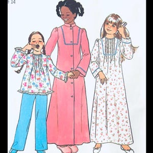 Simplicity 7731 14, Girls Pajamas Sewing Pattern, Winter Pajamas Sewing Pattern, Bathrobe Patterns, Nightgown for Girl, Sleepwear Patterns