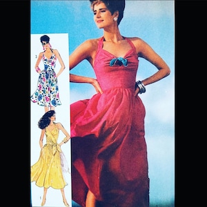 Simplicity 7508 10 12 14, Halter Dress Sewing Pattern, Sundress Pattern, Cute Dress Pattern, Summer Dress Pattern, Sweetheart Neckline Dress