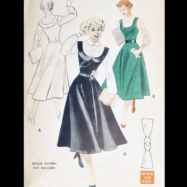 Butterick 5441 B30, Jumper Dress Sewing Pattern, Fit N Flare 50s Dress Pattern, Patterns Dresses, Easy Sewing Patterns for Beginners