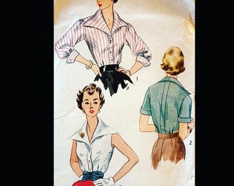 50s Pattern, Vintage Blouse Pattern, Blouses Patterns, Sewing Pattern Women Tops, Sewing Pattern Blouse for Women, Simplicity 3941 B30