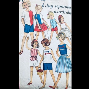 Simplicity 4457 10, Girls Wardrobe Patterns, Kids Summer Clothes Sewing Pattern, Sleeveless Top Pattern, Patterns for Girls, Skirt Patterns