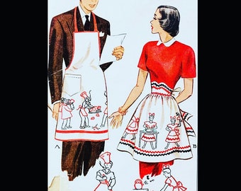 McCalls 1481, His and Hers, Vintage Apron Pattern, Aprons Patterns, Half Apron Pattern, Apron Sewing Pattern, Cute Apron Pattern