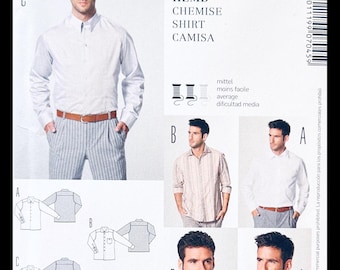 Burda 7045, Mens Dress Shirt Sewing Pattern, Button Front Shirt Pattern, Casual Shirt Pattern, Men Pattern Shirt, Long Sleeve Shirt Pattern