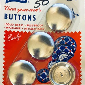 Covered Button Kits, Blank Covered Buttons, DIY Buttons, Vintage Metal Buttons, Fabric Covered Button Kit, Button Making Supplies