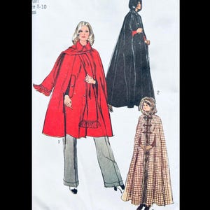 Simplicity 5252 S, Hooded Cape Pattern, Vintage Cape Pattern, Patterns for Capes, Long Cape Pattern, Goth Cape Sewing Pattern for Women