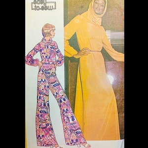 70s Pattern, Cowl Neck Top Pattern, Wide Leg Pants Pattern, Dress with Hood, Flared Pants Pattern, Easy Sewing Patterns, McCalls 4336 B32 image 1