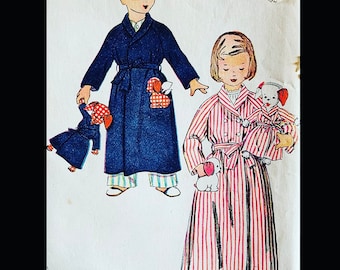 50s Patterns, Kids Bathrobe Pattern, Bathrobe Pattern, Toddler Robe Pattern, Vintage Applique, Puppy Applique, Simplicity 4058, Size 4
