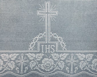 Altar Lace Crochet Pattern Church Religious Mass IHS Cross Crown of Thorns Roses Repro 1930s Downloadable PDF Patterns