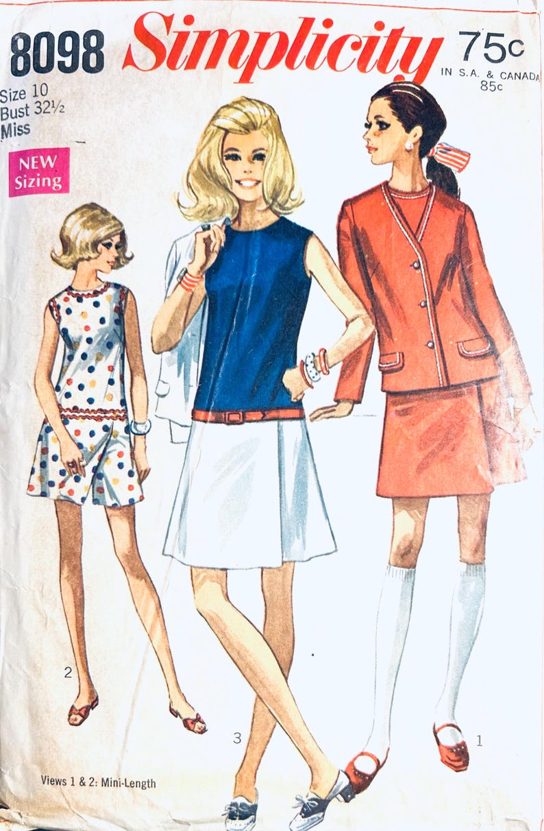 Simplicity 8098 B32, Drop Waist Dress Pattern, Culotte Dress Pattern ...