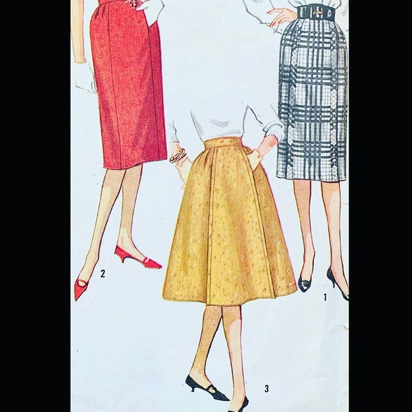 Vintage Skirt Pattern, Fitted Skirt Pattern, Gored Skirt Pattern, Pleated Skirt Pattern, Patterns Skirts, Women Skirts, Simplicity 3161 W28