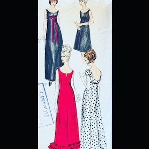 Vogue 6369 B34, Backless Dress Sewing Pattern, Cocktail Dress Pattern, High Waist Dress Pattern, Pattern Evening Gown, Ruffled Dress