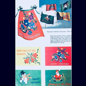 McCalls 6707, Applique Patterns, Yard Flags Outdoor, Appliqued Apron Patterns, Holiday Applique Designs, Christmas Banner, Santa Claus