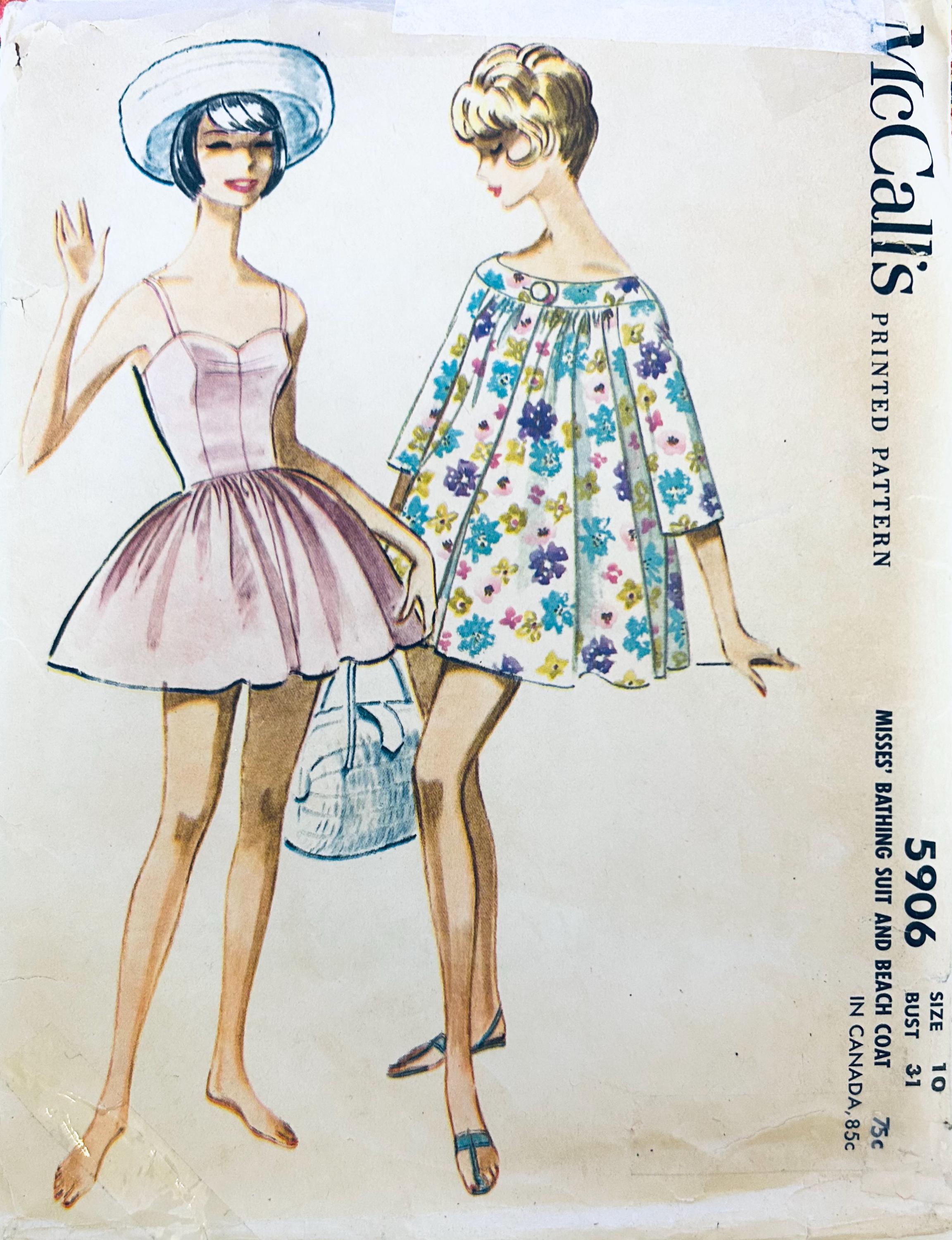 Mccalls 5906 B31, 60s Swimsuit Sewing Patterns, Vintage Swimsuit ...
