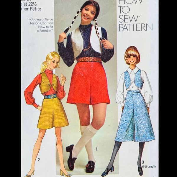 Simplicity 8921 B31, Culottes Pattern, Gaucho Pants Patterns for Women, Shorts Pattern, Vest Pattern, Easy Sewing Patterns for Beginners