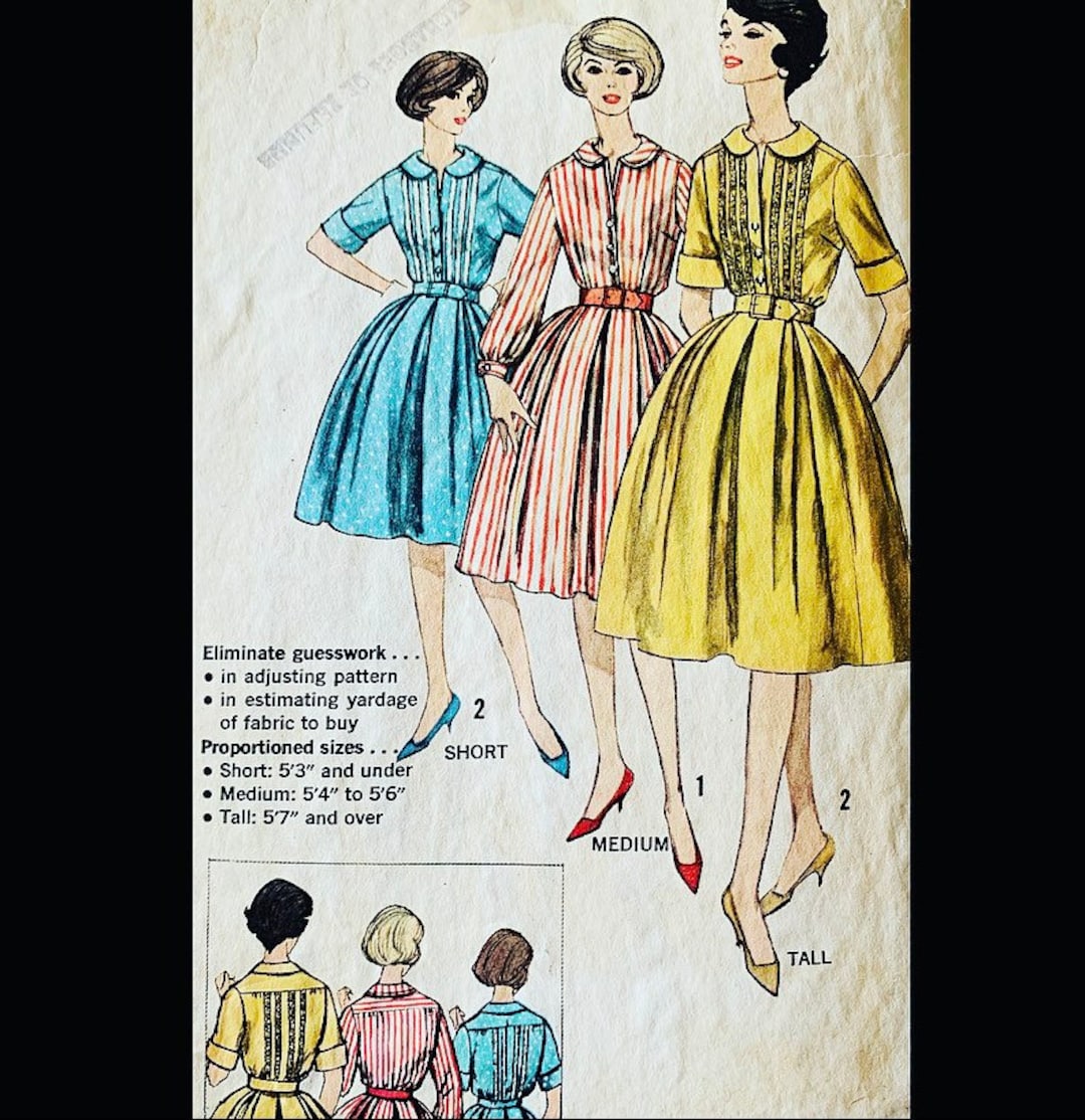 Patrón Años 60, Patrón Vestido Camisero, Patrones Vestido Mujer