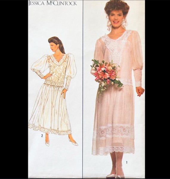 Simplicity 9052, B34, Tea Length Dress Pattern, Jessica Mcclintock, Drop  Waist Dress Sewing Pattern, Edwardian Inspired Summer Dress - Etsy Israel