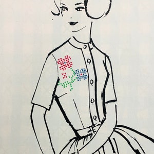 Motif de broderie à gratter de poulet, broderie sur motif vichy, motifs de broderie vichy, broderie vintage, PDF téléchargeable
