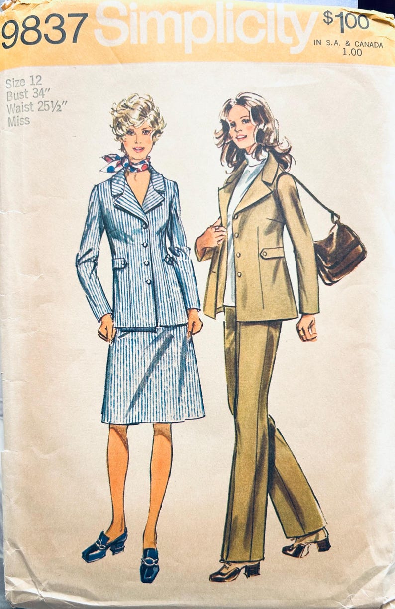 Simplicity 9837 B34, Pant Suit Pattern, Women Pants Pattern, Pantsuit ...
