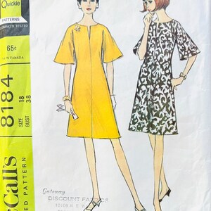 McCalls 8184 38, Bell Sleeve Dress Pattern, Plus Size Sewing Patterns, A Line Dress Pattern, Easy Pattern Dress, Simple Dress Sewing Pattern image 3