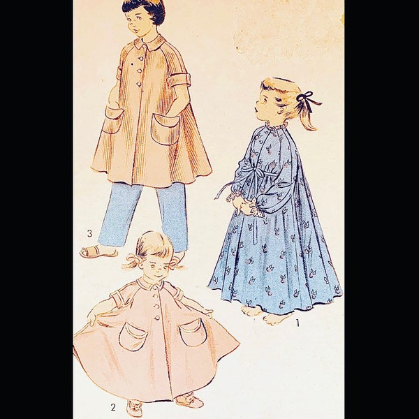 Advance 5982 2, Toddler Bathrobe Pattern, Vintage Toddler Patterns for Girls, Trapeze Robe Sewing Pattern, Full Sweep Robe, DIY Bathrobe