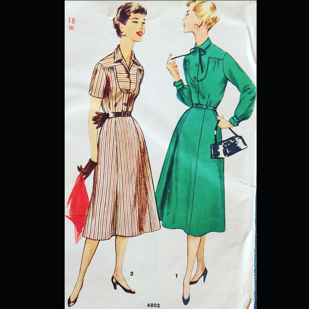 50s Pattern Shirtwaist Dress Pattern Vintage Dress Pattern Etsy
