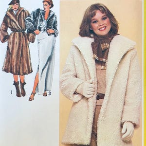 Simplicity 9754 B34, Fake Fur Coat Pattern, Faux Fur, Cropped Jacket Sewing Pattern, Winter Coat Patterns, Wrap Coats Women, Long Jackets