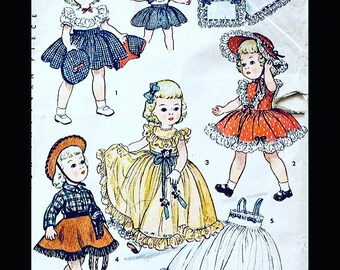50s 16" Doll Clothing Western Cowgirl Ball Gown Hat Full Circle Dresses Full Slip Vintage Sewing Dolls Clothes Pattern 3729