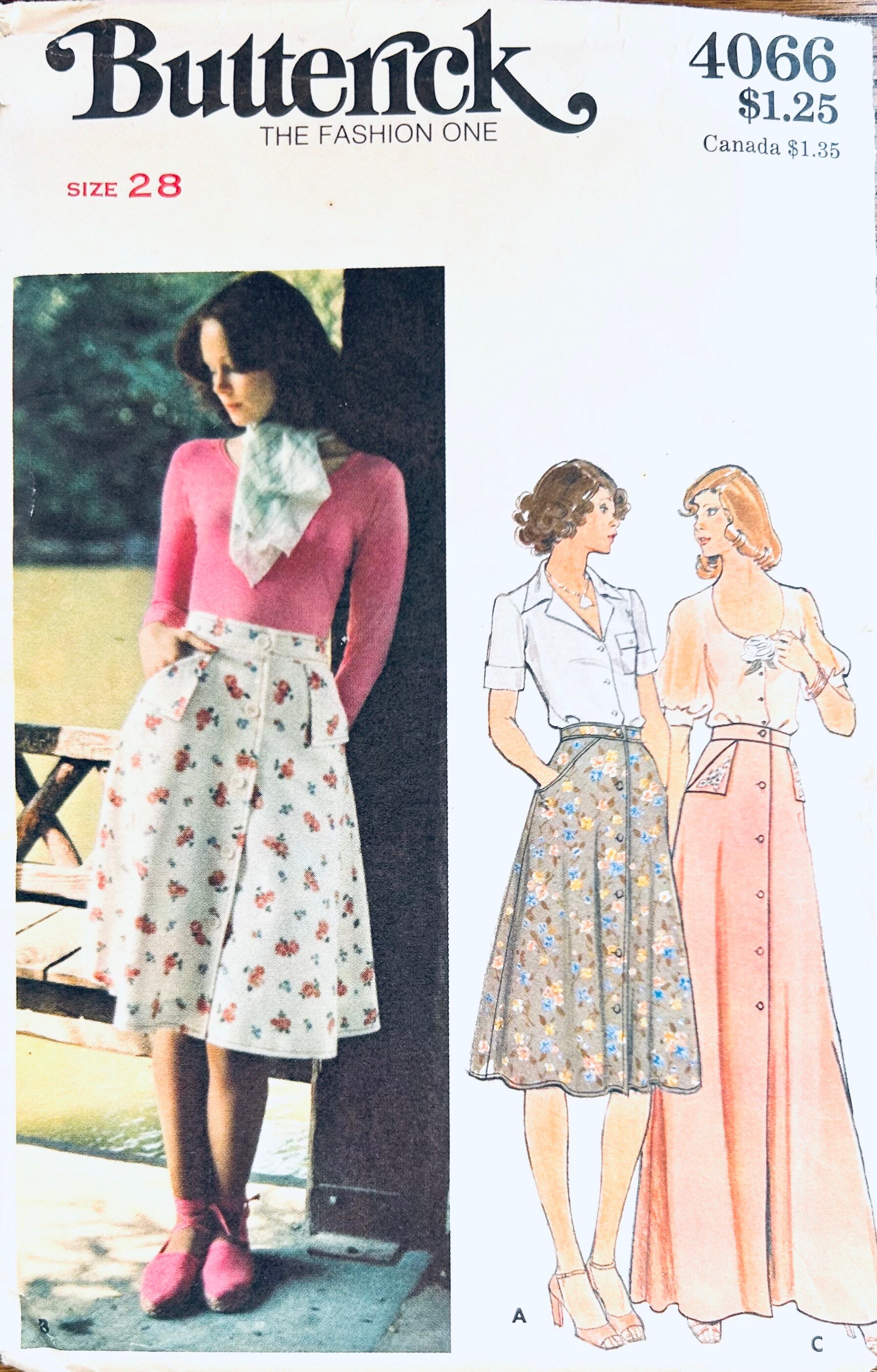 Style 4066 Pattern Butterick 4066 W28, Maxi Skirt Sewing Pattern, A Line Skirt Patterns ...