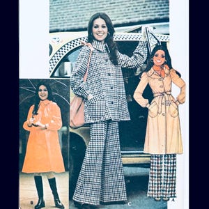 McCalls 4646 B32, Trench Coat Pattern, Vintage Coat Sewing Pattern, Rain Coat Pattern, Coat Patterns for Women, Wide Leg Pants Patterns