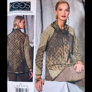 Vogue 1521 S M, Cowl Neck Top Sewing Pattern, Pullover Top Pattern, Vogue Designer Patterns, Koos Van Den Akker Pattern, Casual Top Pattern
