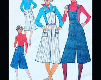 Einfachheit 7890 W25, Hosenträger Rock Muster, Culottes Schnittmuster, Vintage Rock Muster, Overall Rock Muster, Rock mit Taschen