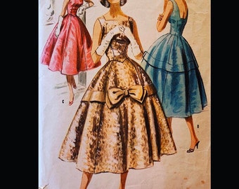 50s Pattern, Cocktail Dress, Fit N Flare, Party Dress, Square Neck Dress, Big Bow Dress, Wedding Gown, Formal Patterns, McCalls 3499 B32