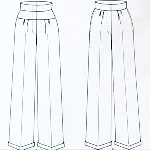 High Waist Pants Pattern, Womens Trousers Pattern, Women Pants Pattern, Straight Leg Pants, Sewing Pattern, Dress Pants Patterns