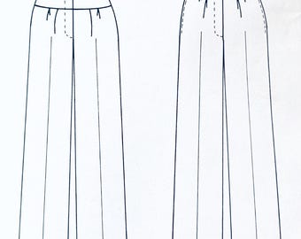 Patrón de pantalones de cintura alta, patrón de pantalones de mujer, patrón de pantalones de mujer, pantalones de pierna recta, patrón de costura, patrones de pantalones de vestir