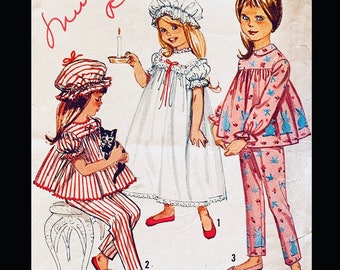 Simplicity 5080 6, Baby Doll, Girls Pajama Pattern, Nightcap Patterns, Nightgown Pattern for Girl, PJs Pattern for Kids, PJs Sewing Patterns