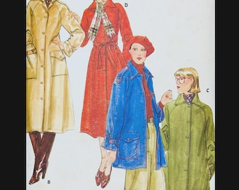 70s Classic Trench Coat Pointed Collar w/ Belt Option in 2 Lengths Vintage Sewing Pattern Butterick 5078 B32