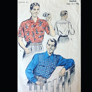 Advance 3968 M, Mens Shirt Pattern, Mens Dress Shirt Patterns, 1950s Mens Shirt Pattern, Vintage Mens Sewing Patterns, Sport Shirt Pattern
