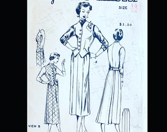 Fashion Originator 361 B34, patron de couture de jupe vintage, modèle de jupe évasée, modèle de gilet ajusté femmes, modèle des années 1940 pour jupe