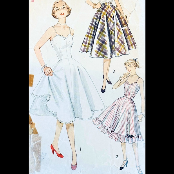 Simplicity 3766 B33, Petticoat Sewing Pattern, Half Slip Pattern, Lingerie Pattern, 60s Patterns, Petite Patterns, Petticoats for Skirts