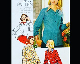 Simplicity 6517 B36, Button Front Blouse Patterns for Women, Blouses Sewing Patterns, Shirt Pattern Women Sewing, Beginner Patterns