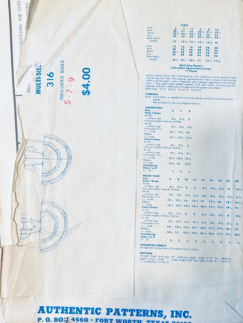 Authentic 316, Square Dance Dress Pattern, Western Dress Pattern ...