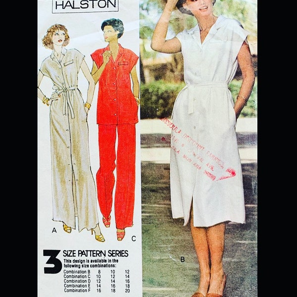 70s Pattern, Halston Pattern, Maxi Dress Pattern, Button Front Dress Pattern, Loungewear Sewing Pattern, Pant Suit Pattern, McCalls 6135