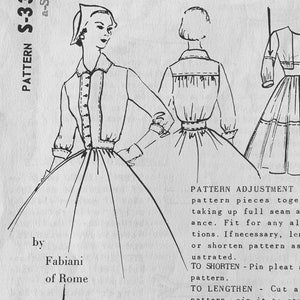 Spadea 337 B34, Shirtwaist Dress Pattern, Fit N Flare Dress Pattern, Fabiani Sewing Pattern, Designer Patterns, 1950s Dress Pattern
