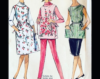 60s Ladies Apron in Two Lengths Pockets Cobbler Style Pullover Tunic Sleeveless Jiffy Easy Vintage Sewing Pattern 5763 Smal B31 B32 UNCUT